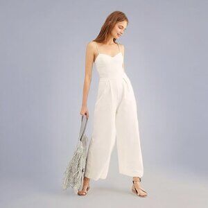 NWT Free People Ava Bustier Wide Leg Jumpsuit in Ivory - Size Small